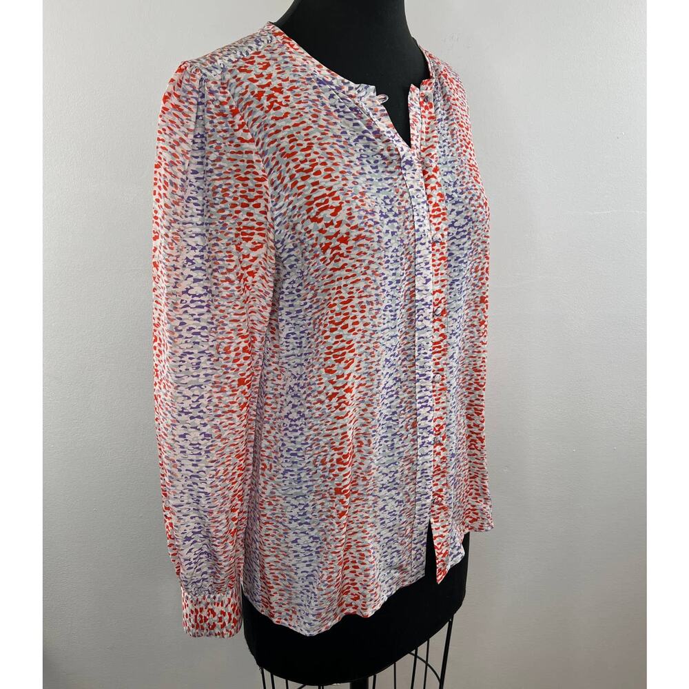 Reiss Purple Red Printed Button-Down Long Sleeve … - image 2